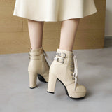 Size Size Women's Shoes Women's Boots Coarse Heel High Heel Short Boots Lace Martin Boots Autumn And Winter Women's Boots High Quality Shoes