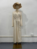 Women's Clothing 2025 Spring New Long Dress Temperament Long-Term Waist Chain Solid Color And Set Of Face Dress