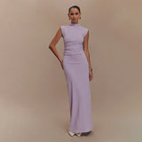 2025 New Solid Colorless Sleeveless Ruffed Zipper Bag Tug Of The Noise Dress