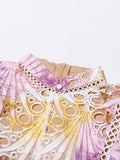 Bohemian Style Elegant Wind 2025 Summer Round Lead Flying Sleeves To Close The Waist Chopped Flower Long Dress Woman