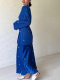 New Printed Round-Necked Long-Sleeved Dress Fashion Waist-Hanging-Sense-Sense-Sense-Snender Dress Suit
