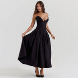 Party Dress Burst Sexy Low-Rise Long Dress Deep V Wrapped Breast Dress