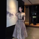 2025 Summer Round Collar Lace Three-Dimensional Flower Mesh Embroidery Dress