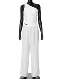 Women's Solid Color Sleeveless Sleeveless Back Strap Strap Strap Strap Trousers Set DJPT