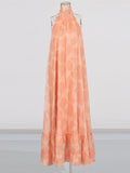 Holiday Wind Sleeveless Hanging Neck Ribbon Dress 2025 New Back Wave Dot Print Dress Women's Summer