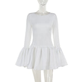 Autumn 2025 New Famous Style Style Musculiity Long-Sleeved Leafside Mini Dress Woman DJPT