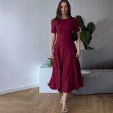2025 New Solid Color Collar Short Sleeve Zipper Casual Commuter Dress