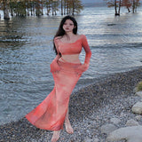 New Beach Beach Skirt Dizzy Blouse Dress Body-Buttered Hip Skirt Set Holiday Dress