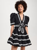 Temperament Elegant Famous Style Dress 2025 Spring New V-Neck Stripe To Receive Waist Tie Dress Woman