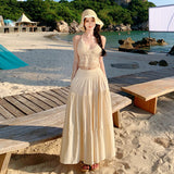 Seaside Holiday Dress Set To Take Pictures And Wear Age-Reduction Knitted Slings + A-Word Cake Skirt