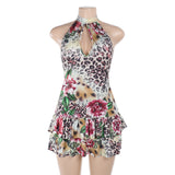 Sexy Bare Back Hanging Neck Dress Woman 2025 Holiday Hot Girl Hollow Skirt DJPT