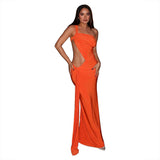 Women's Solid Color Irregular Side Ribbon Wears A Long Skirt DJPT