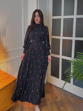 2024 Gentle Wind Loose With Small Cherry-Print Ribbon Dress Long Sleeve Dress