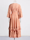 Holiday Dresses In The Wind 2025 Summer New V-Neck Embroidered Button High-Necked Dresses