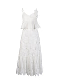 Niche Wind 2025 Summer New Sling Ribbon Leaves Design Three-Dimensional Flower Half-Body Dress Suit Woman