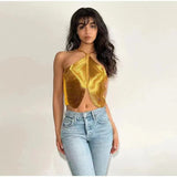 Oh Sexy Out-Shoulder Sling Small Vest Irregular Tuxedo Hanging Neck Top