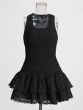 Summer Holiday Wind New U-Shaped Tie Design Super Short Lotus Edge Dress Woman