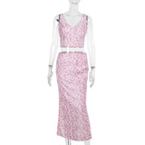 Summer 2025 New Women's Clothing Fashion Casual Floral Vest Half-Skirt Suit Women DJPT