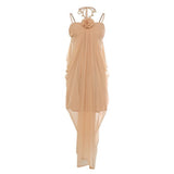 New Songchen Robe Sense Ocean Wind Color Mesh Sling Skirt