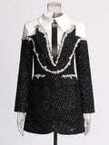 Version Of Temperament Small Fragrant Wind 2025 New Fashion Name Spliced Studded Short Dress Woman