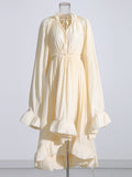 Retro High-End Court Style 2025 New V-Neck Long-Sleeved Shawl Collection Waist 100 Folding Lotus Leaf Edge Joint