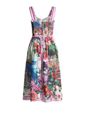 Beach Mid-Wind Dress 2025 New Suspension Fish Bones Stitched Mid-Rise Personality Graffiti Printed Dress Woman