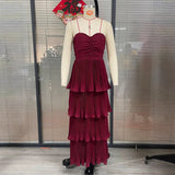 Women's New Breast-Laminated Folded Evening Dress Dress HZ0628