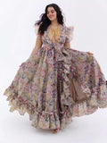 Australian Minority V-Leading Flying Sleeves Of The Same Holiday Wind Bow Bow Waist Dress Dress Dress Woman