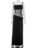 Women's Spring And Summer New Solid Color Lace Suisting Rope Lew Dress Woman DJPT
