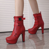 Belt Buckle Stumbling Side Zipper Short Boots Knight Boots Water Table Coarse Heels 40-50 Large Size Boots High Quality Shoes