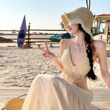 Seaside Holiday Dress Set To Take Pictures And Wear Age-Reduction Knitted Slings + A-Word Cake Skirt