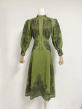 Early Spring And Autumn New Collar Embroidery Embroidery Process Single Buckle Waist Long Dress Woman