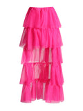 Personality Style 2025 New Mesh Splicing Before The Short After Long Cake Pony Skirt Dress