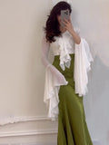 2024 Long-Sleeved Sleeves Sweet Long-Sleeved Splicing Bag-Suited Body-Dight With Dress