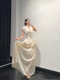 Version Of French Retro Embroidery Embroidered Silk Flax Temperament White Dress Temperament High-End Niche Set