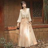 Design Autumn Evening Chinese Style Women's Clothing Element Half Dress Set 8829