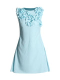 Temperament Fashion Style Dress 2025 New Design Feel Handmade Flowers Decorated Solid Color Sleeveless A Skirt