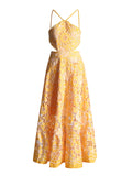 Babes 2025 New High-End Feeling Hanging Neck Sling Belt Hollow Print Dress In The Female