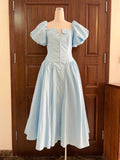 Retro Elegant Style Dress 2025 New Square Collar Bubble Sleeve Fish Bone Pressure Folded Dress Women's Summer
