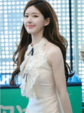 Luth's Same Thousand Gold Lace Hanging Neck Dress Female Summer Temperament Short Sleeveless Clame Skirt