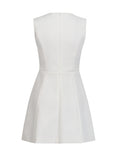 Elegant Wind Vest Dress 2025 Summer New Round Neck Nail Diamond Flowers Solid Color Short Dress Dress Woman