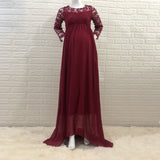 Woman Sexy Front Circle Long-Sleeved Flowers L Splicing Chiffon Skirt Pregnant Woman Photo Skirt 1174 Maternity
