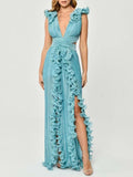 High-Sensing Dress Woman 2025 New Deep V-Neck Hollow Open Fork Dress Dress Dress