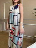 Fashion Round-Neck Geometric Casual Temperament Sleeveless Dress In Summer 2024