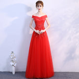 Evening Dress Woman 2025 Summer Temperament Atmospheric Elegant One-Word Shoulder Host Maid Dress Small Thin
