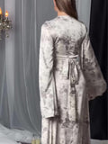 2025 Spring New Round-Neck Temperament Waist-Sensitive Design Dress Women's Long Dress