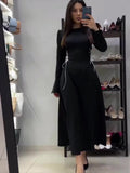 2025 Autumn New Horn Sleeve Strap Design Long Sleeves To Close The Waist Collar Dress Woman