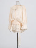 Elegant Vintage Style Dress 2025 New Hot-Sold Collar With Shoulder Long Sleeve Short Dress