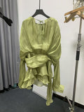 Dress 2025 Spring And Summer New Loose Long-Sleeved Sexy T-Shirt With Ribbon Dress Woman