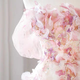Flower Evening Dress 2025 New Bridal Toast Dress Shoulder Senior Art Exam Host Dress Woman